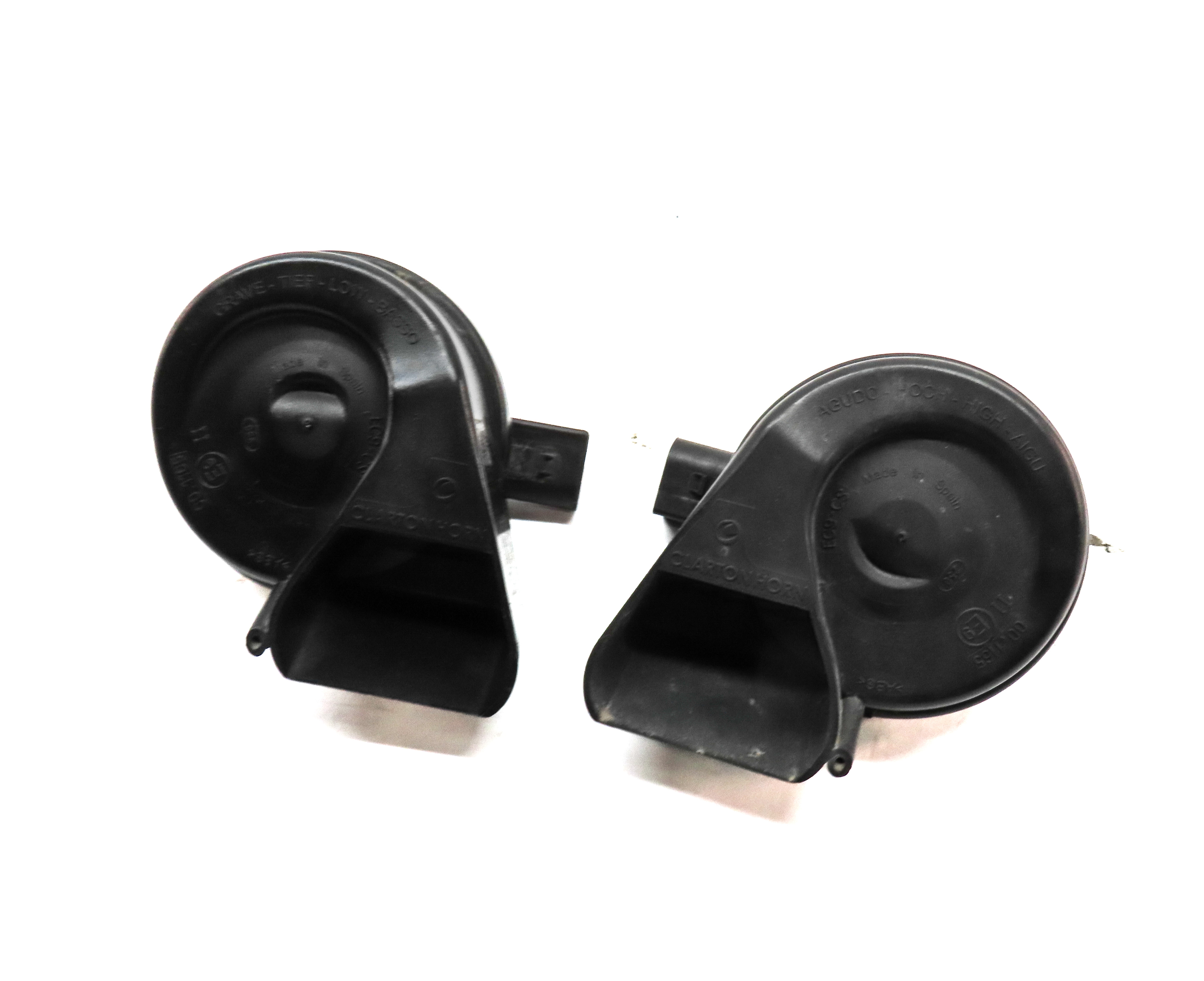 2007-2015 AUDI Q7 R8 (4L 4S) HIGH & LOW TONE NOTE SIGNAL SAFETY HORN SET-2 — exact item pictured